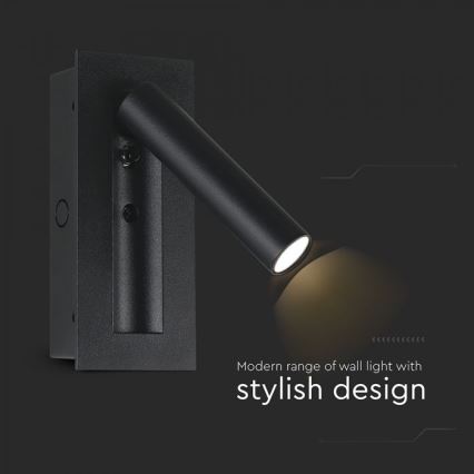 Aplique de pared LED orientable LED/2W/230V 3000K negro