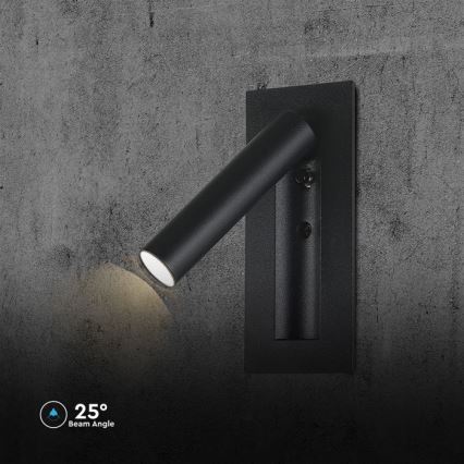 Aplique de pared LED orientable LED/2W/230V 3000K negro