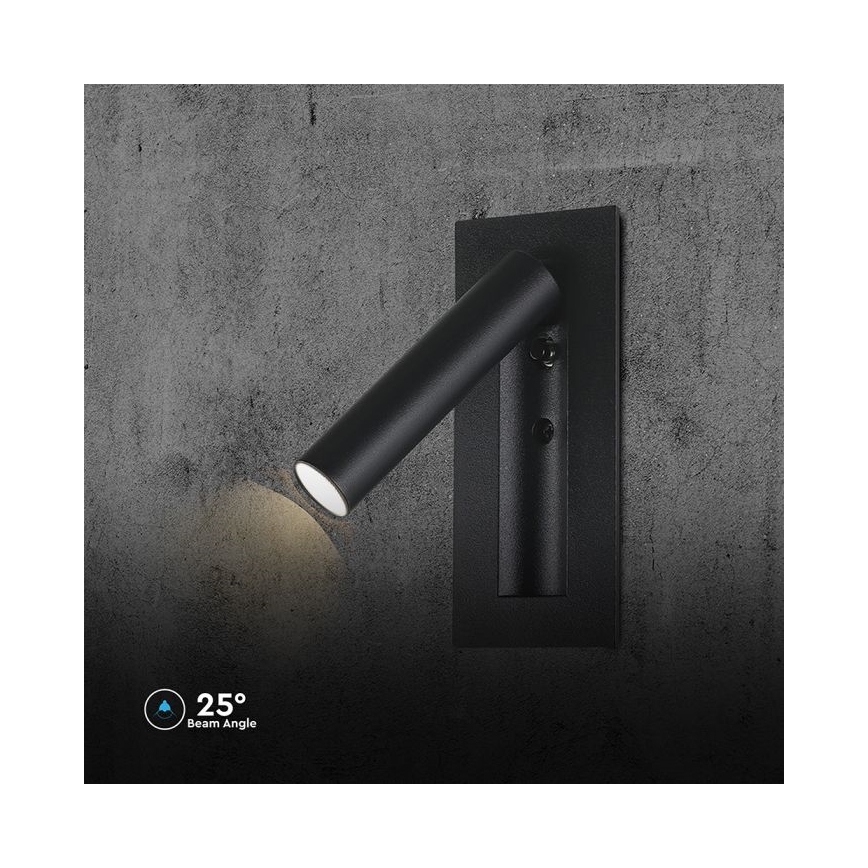 Aplique de pared LED orientable LED/2W/230V 3000K negro