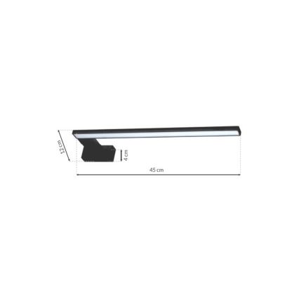 Aplique de pared LED para baño SHINE/11W/230V 45 cm IP44 negro