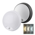 Aplique de pared LED para exterior con sensor 2 en 1, 20 W, 230 V, 3000/4000/6500 K, IP65, Ø 22 cm