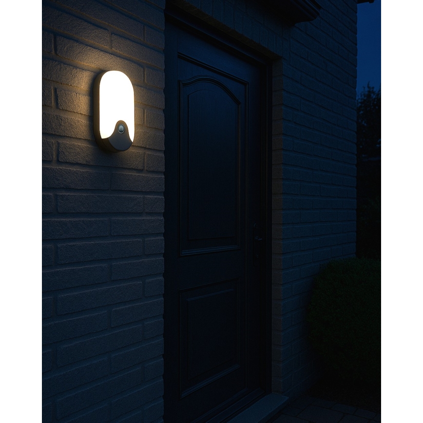 Aplique de pared LED para exterior con sensor de movimiento, 18 W, 230 V, IP44, antracita