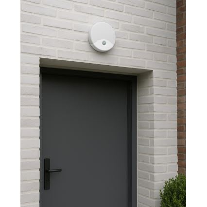 Aplique de pared LED para exterior con sensor de movimiento, 18 W, 230 V, IP44, blanco