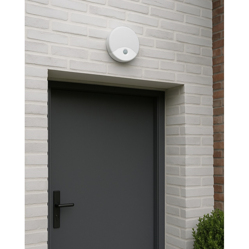 Aplique de pared LED para exterior con sensor de movimiento, 18 W, 230 V, IP44, blanco