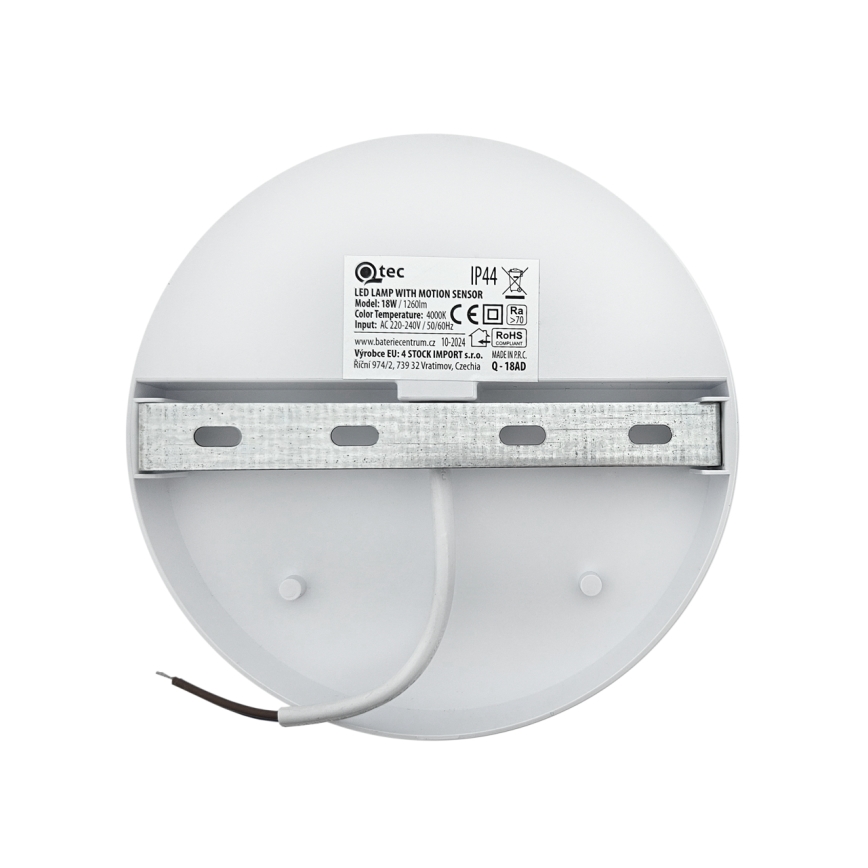 Aplique de pared LED para exterior con sensor de movimiento, 18 W, 230 V, IP44, blanco