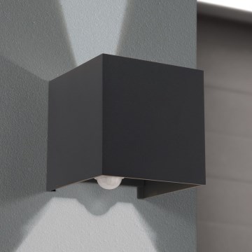 Aplique de pared LED para exterior con sensor de movimiento y crepuscular CUBE-S LED/13W/230V IP54 antracita