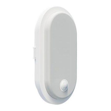 Aplique de pared LED para exterior con sensor de movimiento y sensor crepuscular OVAL LED/10W/230V IP65 blanco