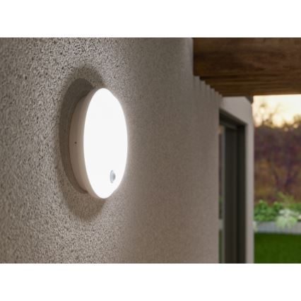 Aplique LED de pared exterior con sensor de movimiento y sensor crepuscular LED/15W/230V IP65 blanco