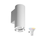 Aplique de pared LED RGBW regulable para baño TURYN 1xGU10/4,8W/230V 3000K IP44 blanco + control remoto