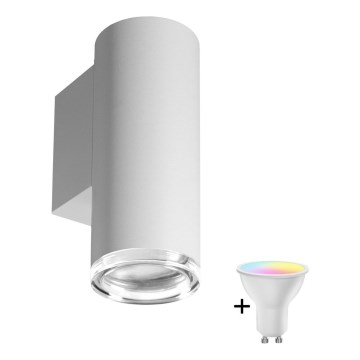 Aplique de pared LED RGBW regulable para baño TURYN 1xGU10/6,5W/230V 2700-6500K Wi-Fi IP44 blanco