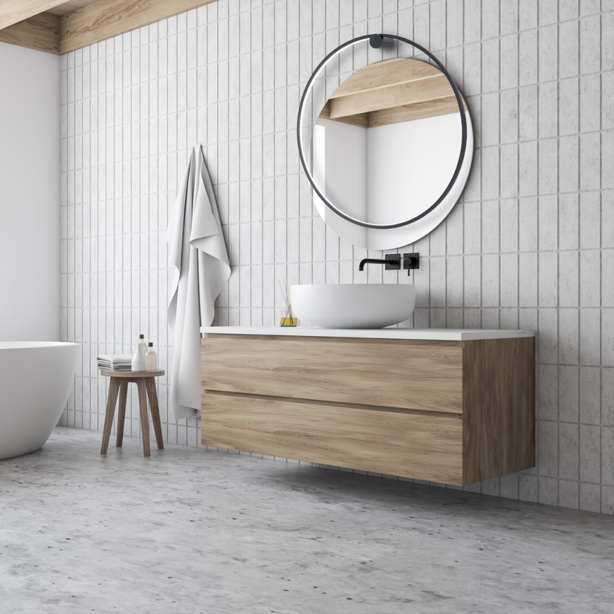 Aplique de pared LED SATURNO 46W/230V Ø 80 cm IP44 negro