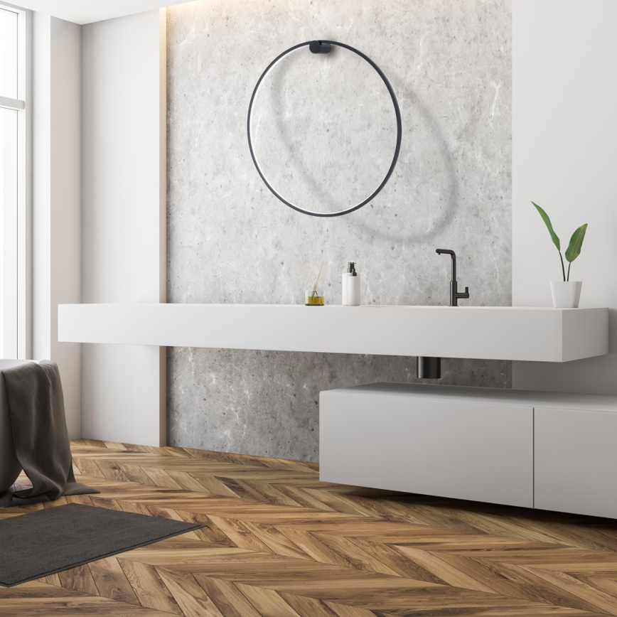 Aplique de pared LED SATURNO 46W/230V Ø 80 cm IP44 negro