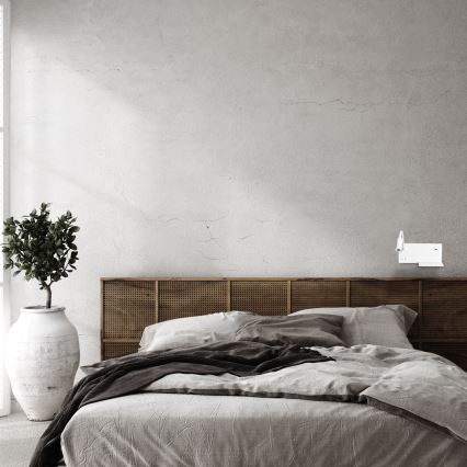 Aplique de pared LED SHELF LED/4W+LED/5W+LED/2W/230V + puerto USB blanco