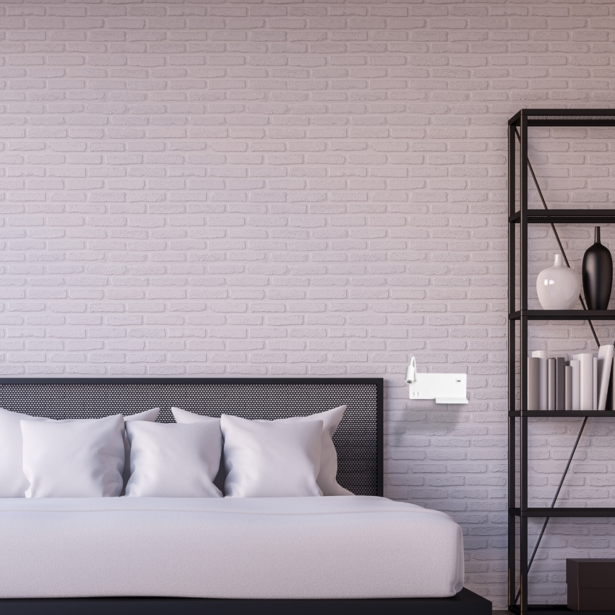 Aplique de pared LED SHELF LED/4W+LED/5W+LED/2W/230V + puerto USB blanco