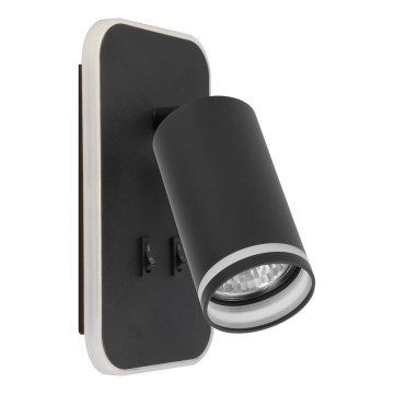 Aplique de pared LED tipo spot PIPE 1xGU10/10W/230V + LED 6W, negro