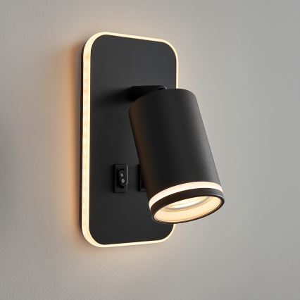 Aplique de pared LED tipo spot PIPE 1xGU10/10W/230V + LED 6W, negro