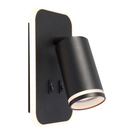 Aplique de pared LED tipo spot PIPE 1xGU10/10W/230V + LED 6W, negro