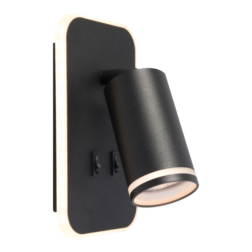 Aplique de pared LED tipo spot PIPE 1xGU10/10W/230V + LED 6W, negro