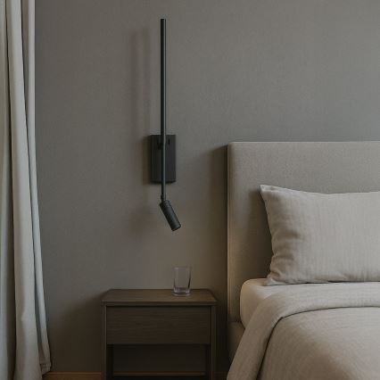 Aplique de pared LED TORCH LED/6W/230V + LED/3W negro