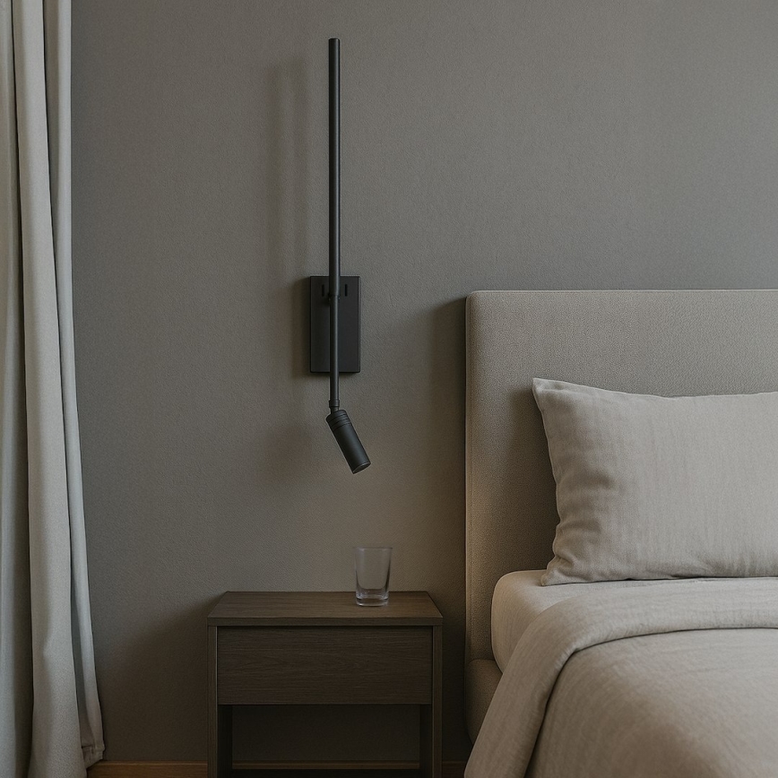 Aplique de pared LED TORCH LED/6W/230V + LED/3W negro