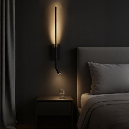 Aplique de pared LED TORCH LED/6W/230V + LED/3W negro