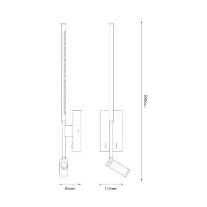 Aplique de pared LED TORCH LED/6W/230V + LED/3W negro