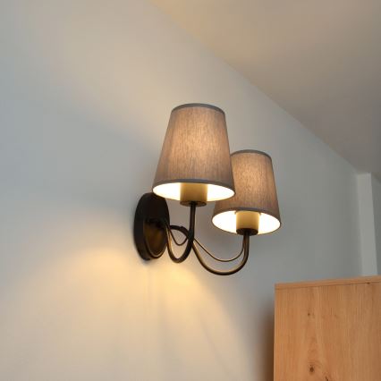Aplique de pared MALBO 2xE27/15W/230V gris/negro