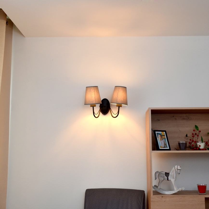 Aplique de pared MALBO 2xE27/15W/230V gris/negro