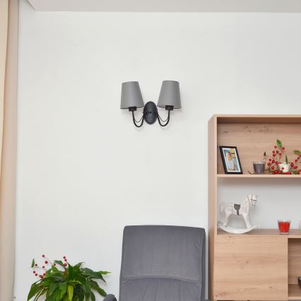 Aplique de pared MALBO 2xE27/15W/230V gris/negro