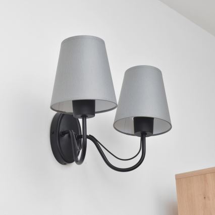 Aplique de pared MALBO 2xE27/15W/230V gris/negro