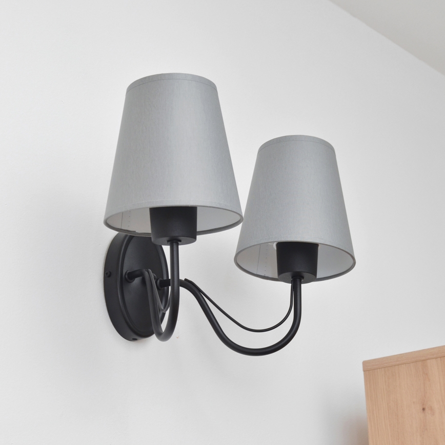 Aplique de pared MALBO 2xE27/15W/230V gris/negro