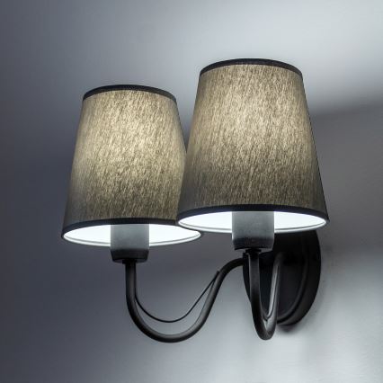 Aplique de pared MALBO 2xE27/15W/230V gris/negro