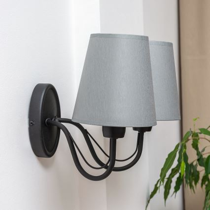 Aplique de pared MALBO 2xE27/15W/230V gris/negro