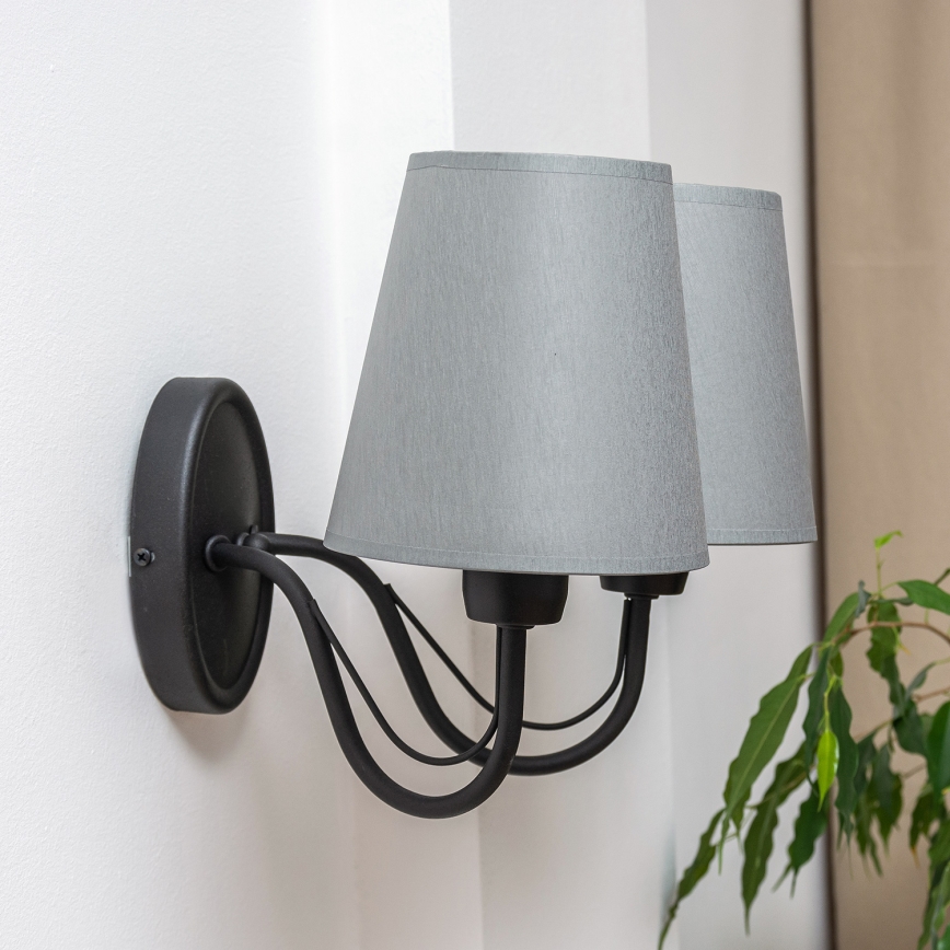 Aplique de pared MALBO 2xE27/15W/230V gris/negro