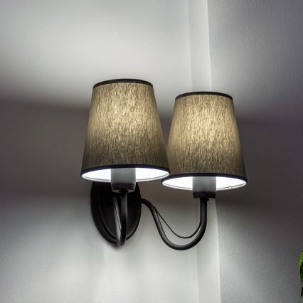 Aplique de pared MALBO 2xE27/15W/230V gris/negro