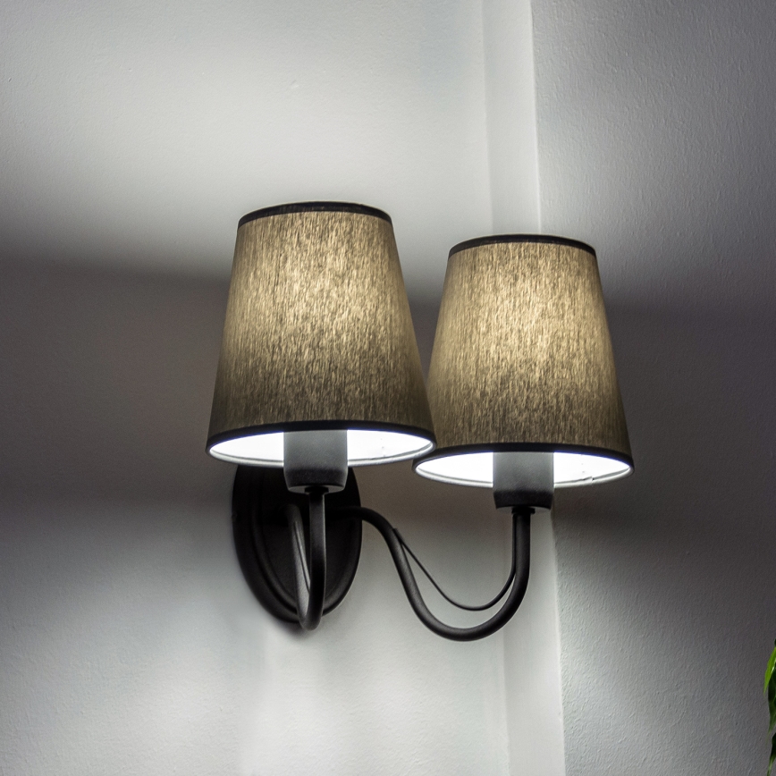 Aplique de pared MALBO 2xE27/15W/230V gris/negro