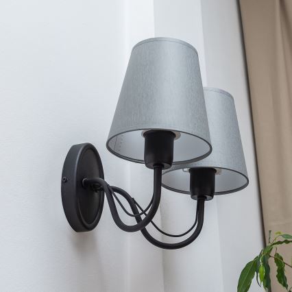 Aplique de pared MALBO 2xE27/15W/230V gris/negro