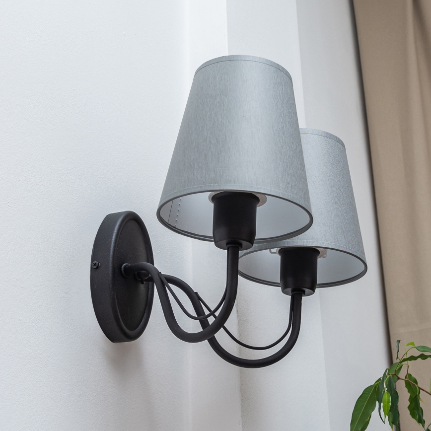 Aplique de pared MALBO 2xE27/15W/230V gris/negro