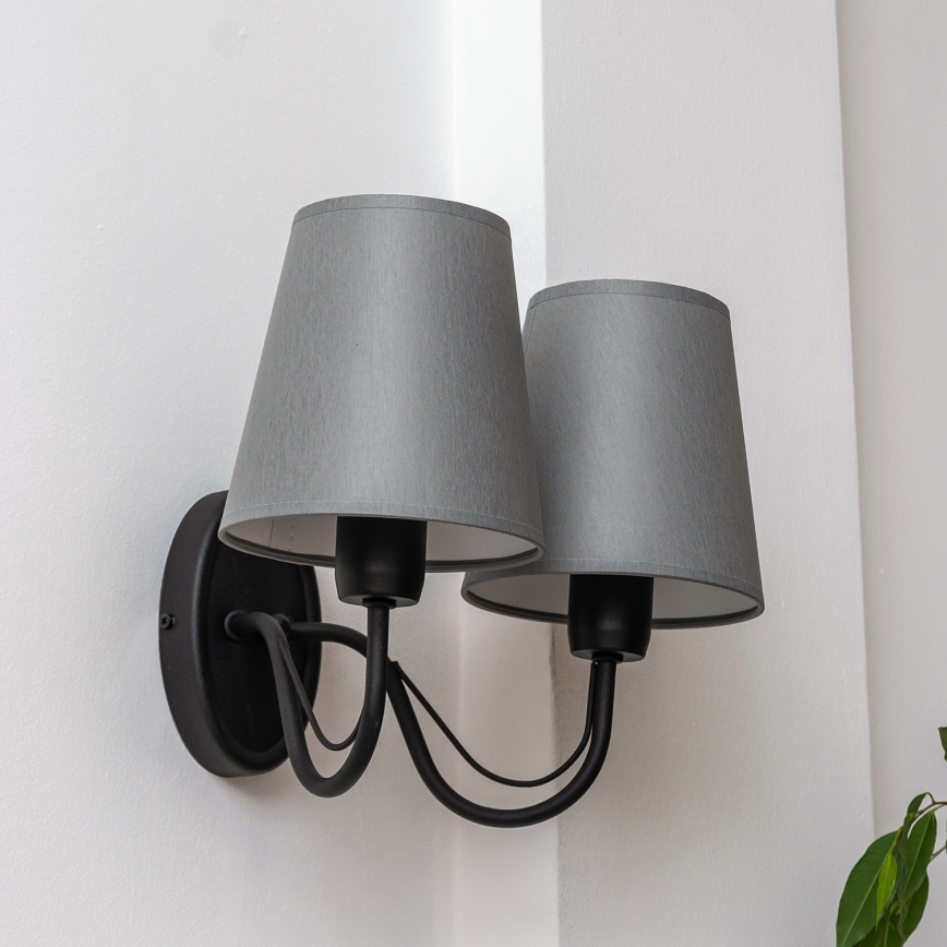 Aplique de pared MALBO 2xE27/15W/230V gris/negro