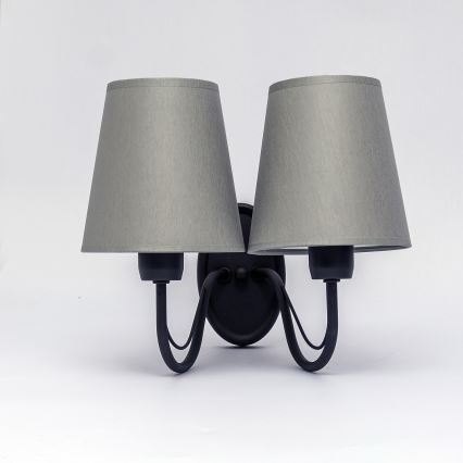 Aplique de pared MALBO 2xE27/15W/230V gris/negro