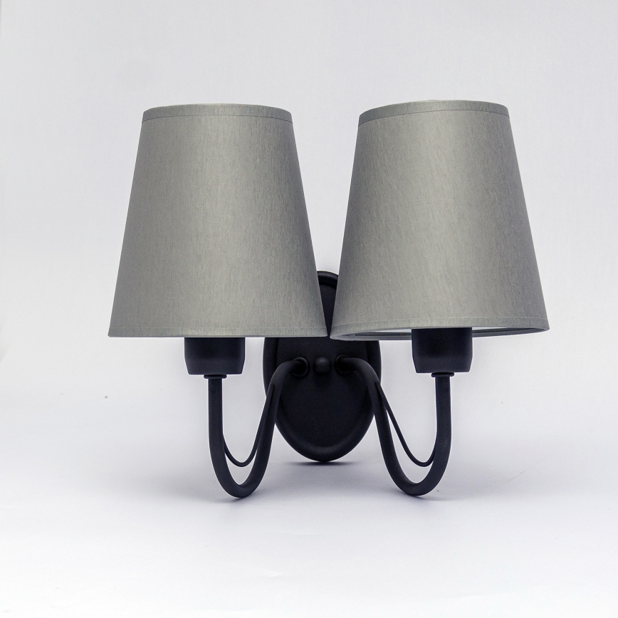 Aplique de pared MALBO 2xE27/15W/230V gris/negro