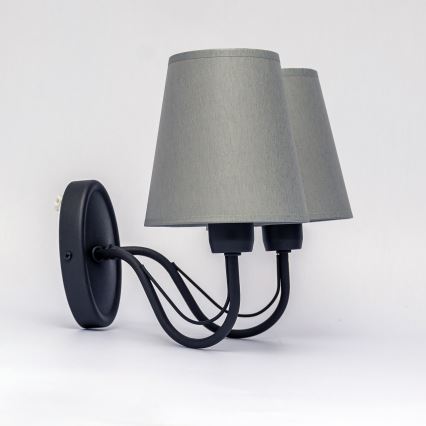 Aplique de pared MALBO 2xE27/15W/230V gris/negro