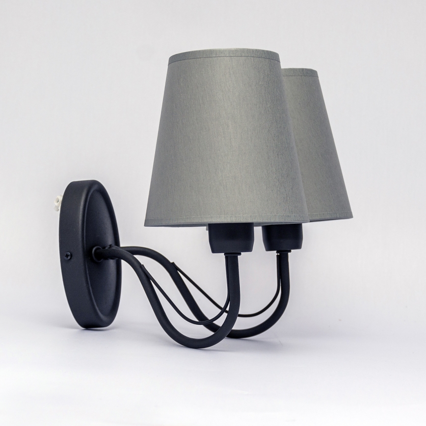 Aplique de pared MALBO 2xE27/15W/230V gris/negro