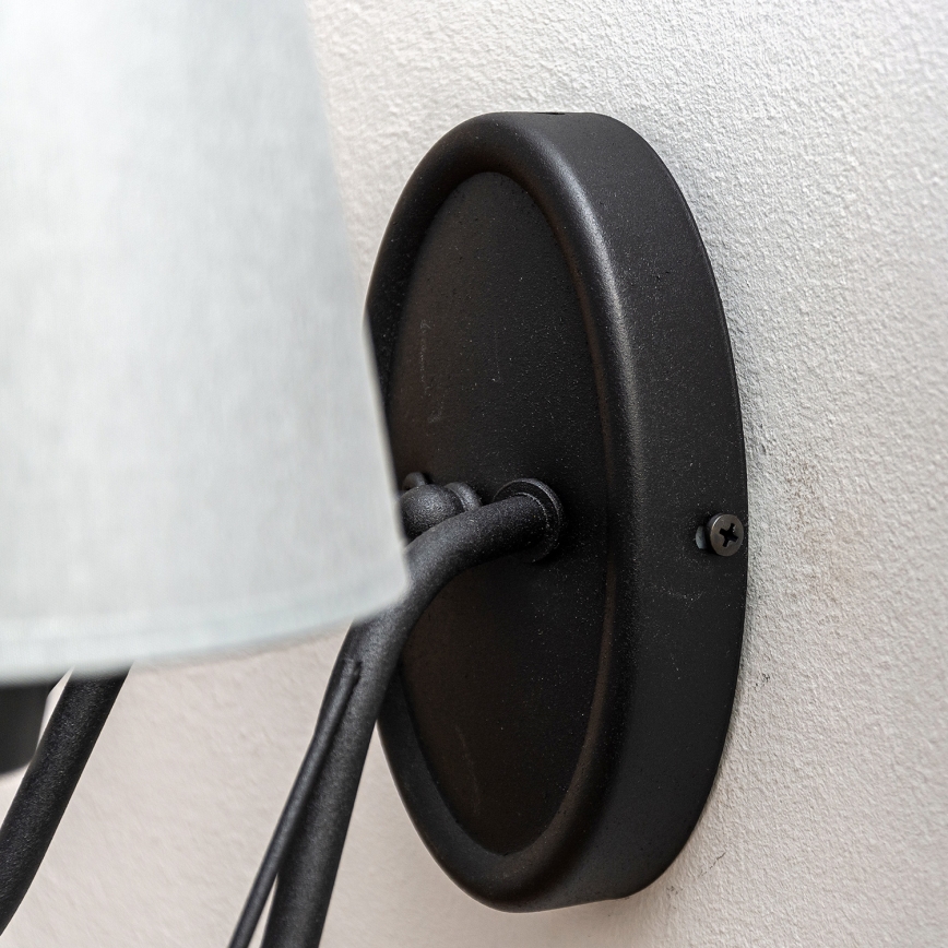 Aplique de pared MALBO 2xE27/15W/230V gris/negro