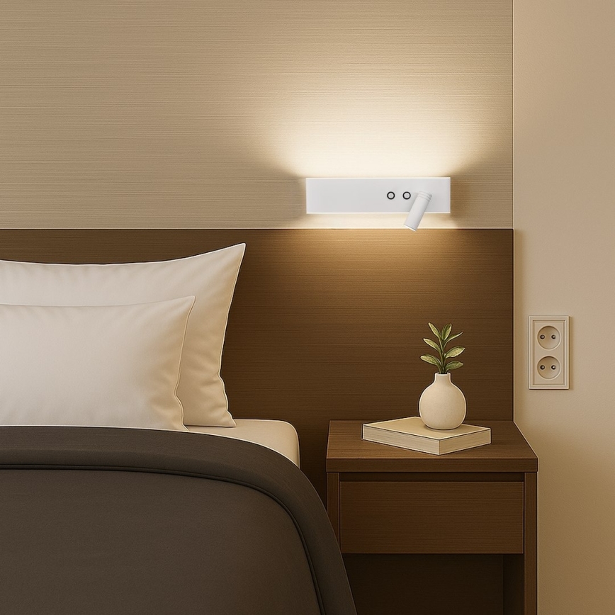 Aplique de pared orientable LED RESORT LED/10W/230V + LED/3W, blanco, versión derecha