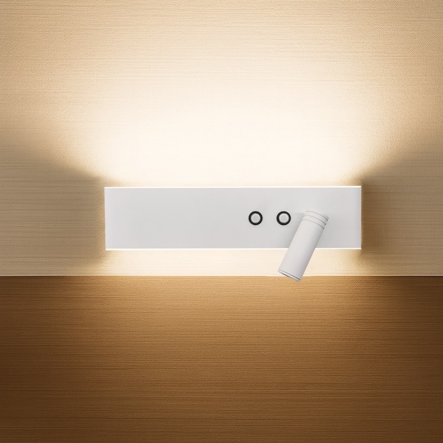 Aplique de pared orientable LED RESORT LED/10W/230V + LED/3W, blanco, versión derecha