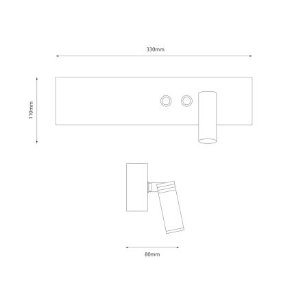 Aplique de pared orientable LED RESORT LED/10W/230V + LED/3W, blanco, versión derecha