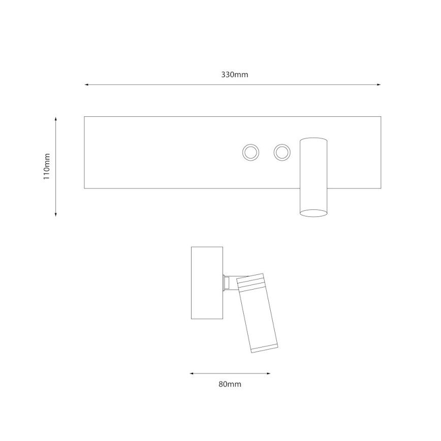 Aplique de pared orientable LED RESORT LED/10W/230V + LED/3W, blanco, versión derecha