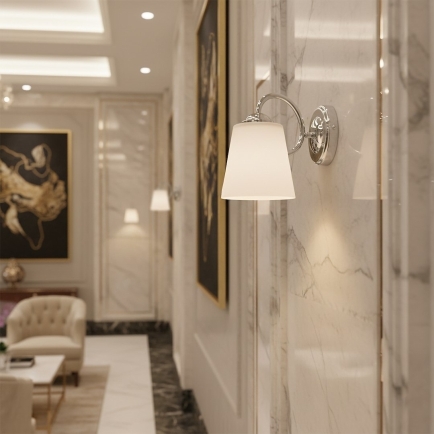 Aplique de pared PAFOS 1xE27/15W/230V cromo brillante