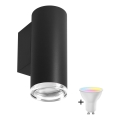Aplique de pared para baño LED RGBW regulable TURYN 1xGU10/6,5W/230V 2700-6500K Wi-Fi IP44 negro